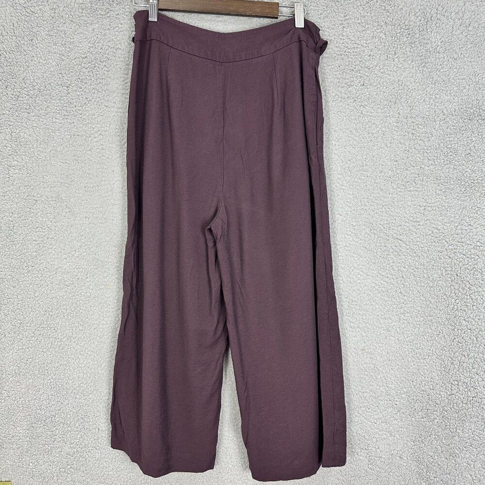 Leith pants womens medium purple wide leg tie waist pockets high waist cropped - Picture 6 of 9